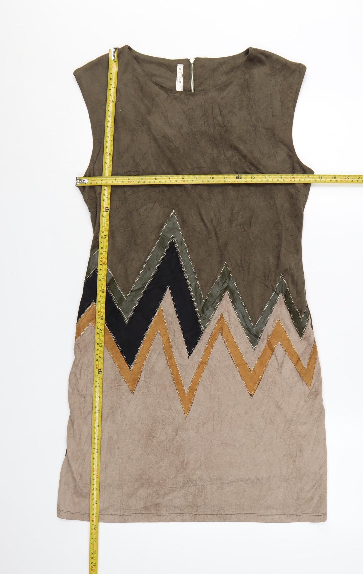 Stella Morgan Women’s Green Geometric Sleeveless Shift Dress Size 12