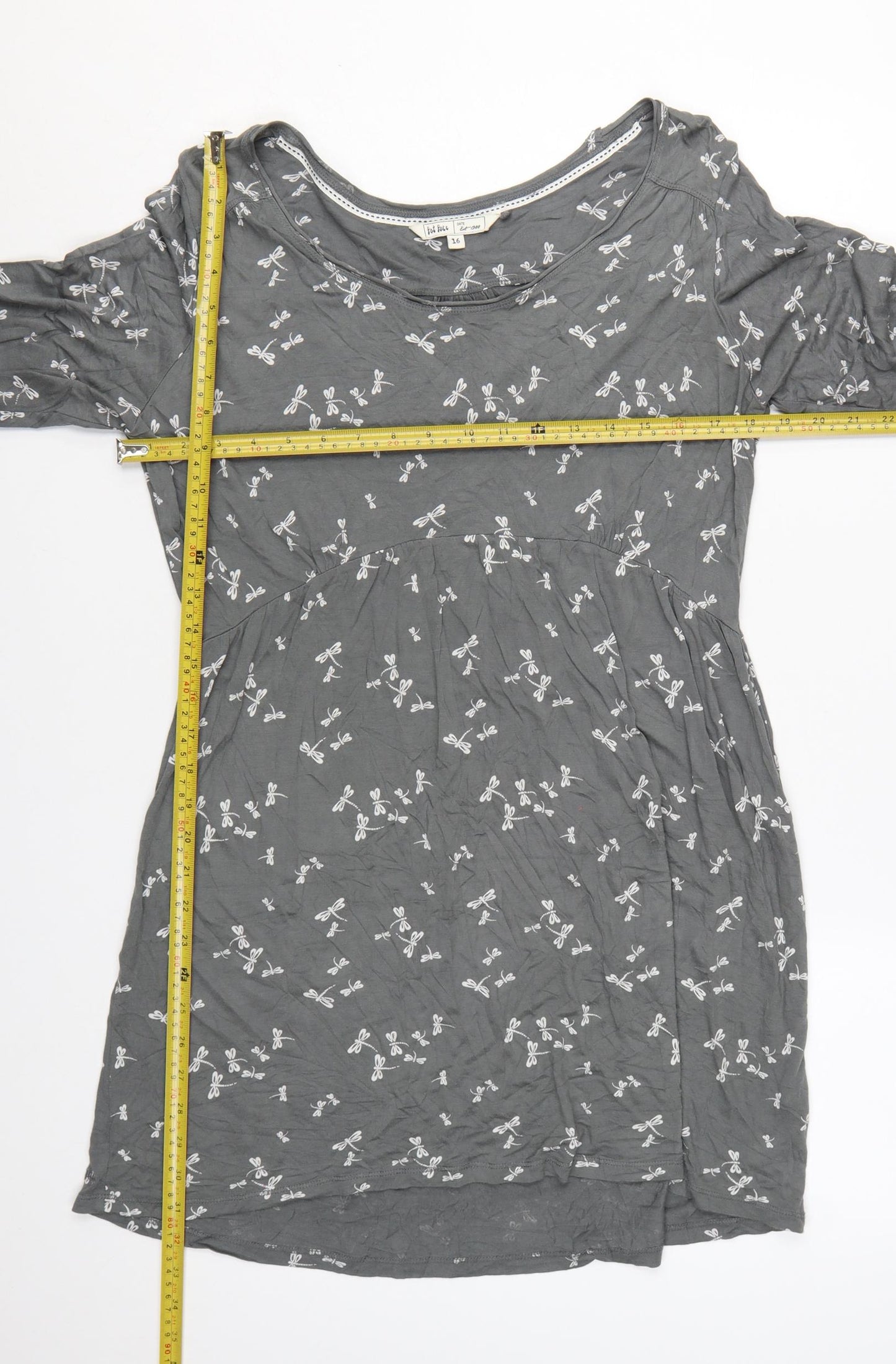 Fat Face Womens Grey Long Sleeve A-Line Dress Size 16