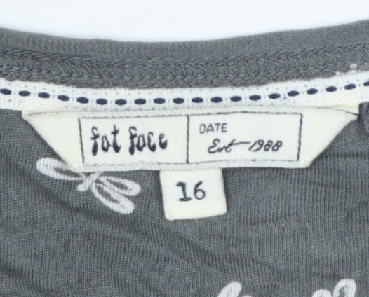 Fat Face Womens Grey Long Sleeve A-Line Dress Size 16