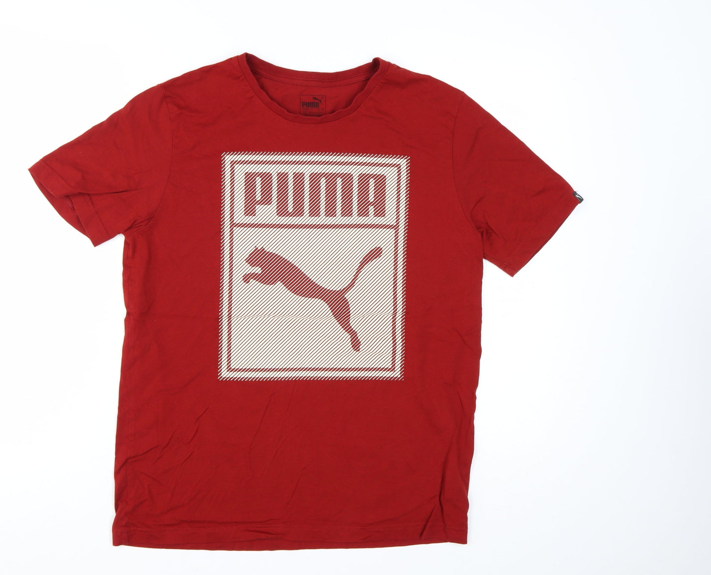 Puma Men's Red Crew Neck Graphic Sports Cotton T-Shirt M