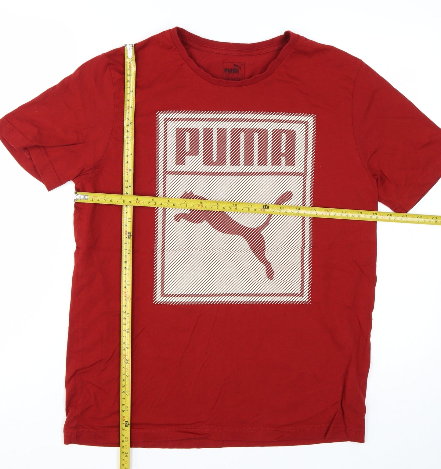 Puma Men's Red Crew Neck Graphic Sports Cotton T-Shirt M