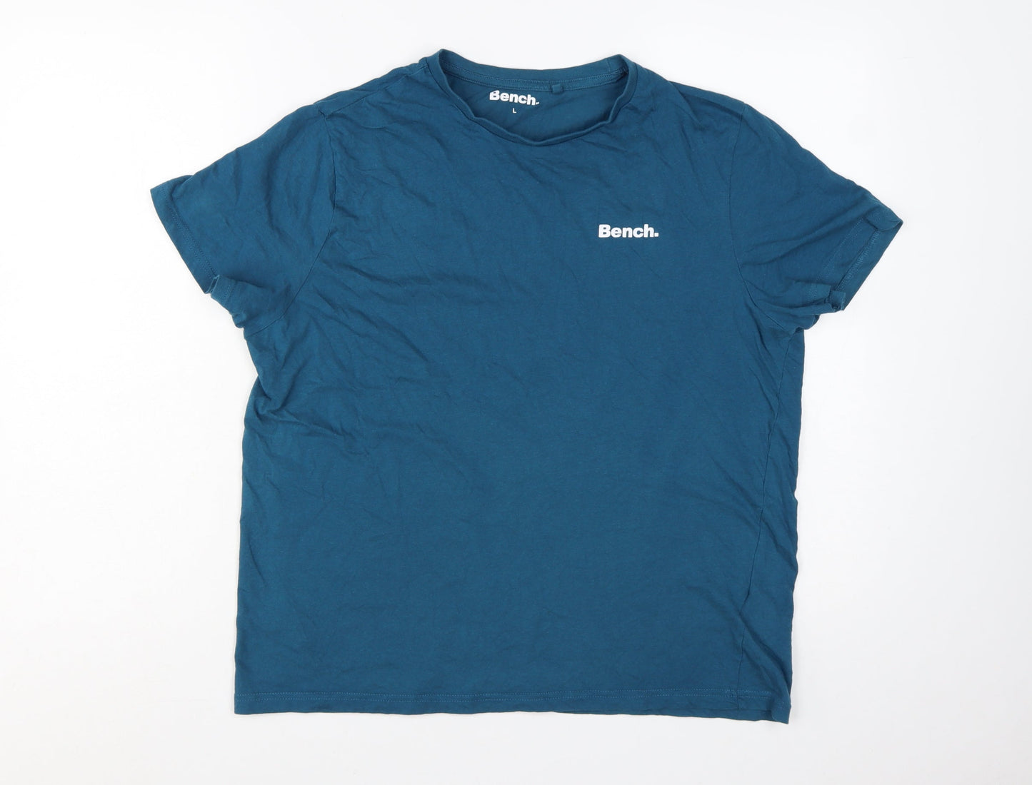 Bench Men's Blue Crew Neck Cotton T-Shirt Size L Casual Style