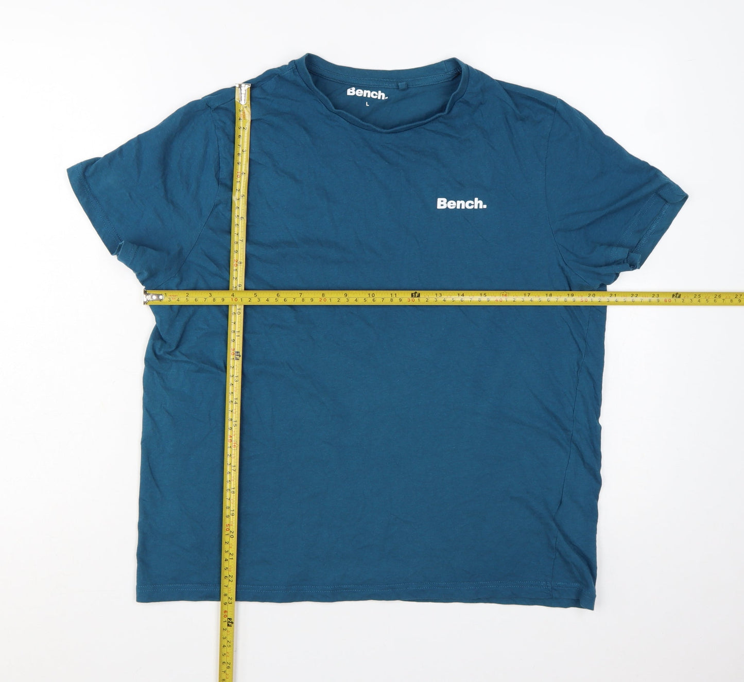 Bench Men's Blue Crew Neck Cotton T-Shirt Size L Casual Style
