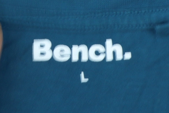 Bench Men's Blue Crew Neck Cotton T-Shirt Size L Casual Style
