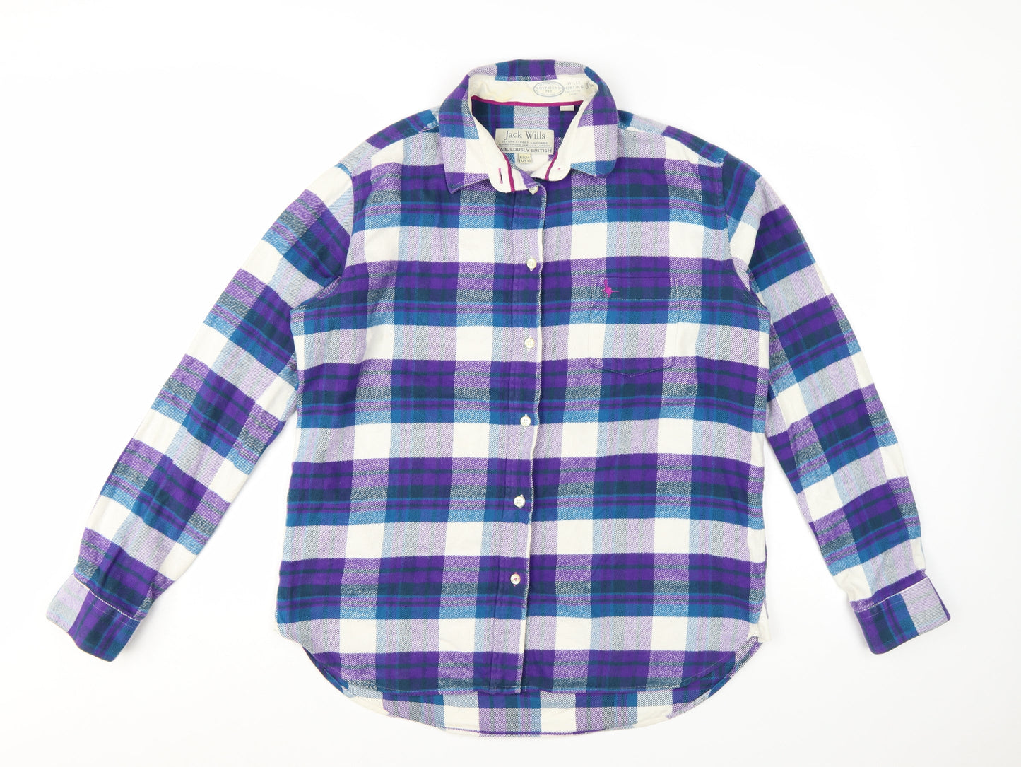 Jack Wills Women's Multicoloured Flannel Check Button-Up Shirt UK14