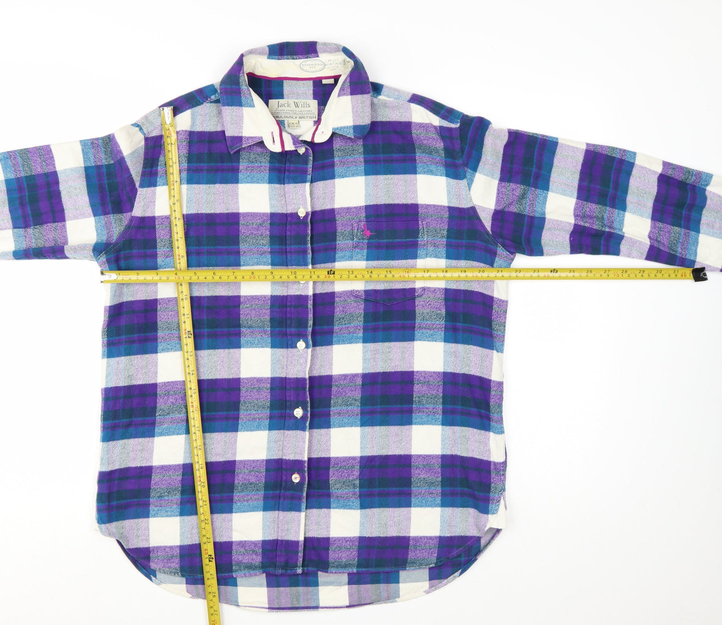 Jack Wills Women's Multicoloured Flannel Check Button-Up Shirt UK14