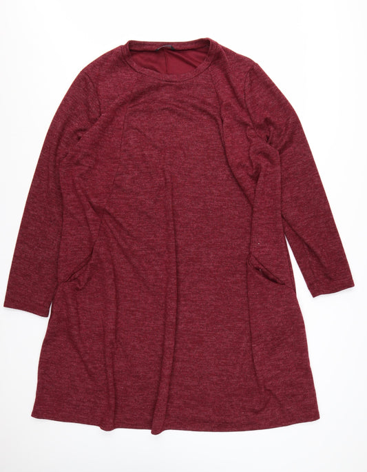 Roman Women Burgundy Long Sleeve A-Line Dress Size 26/28 Polyester Blend