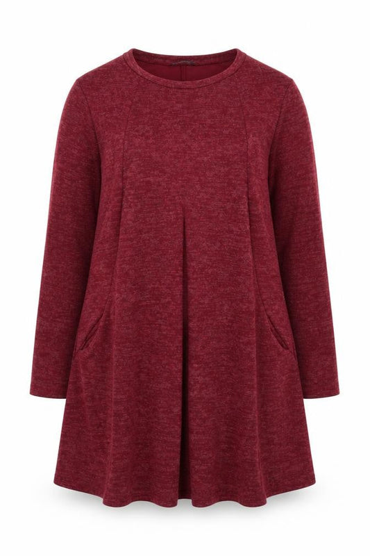 Roman Women Burgundy Long Sleeve A-Line Dress Size 26/28 Polyester Blend