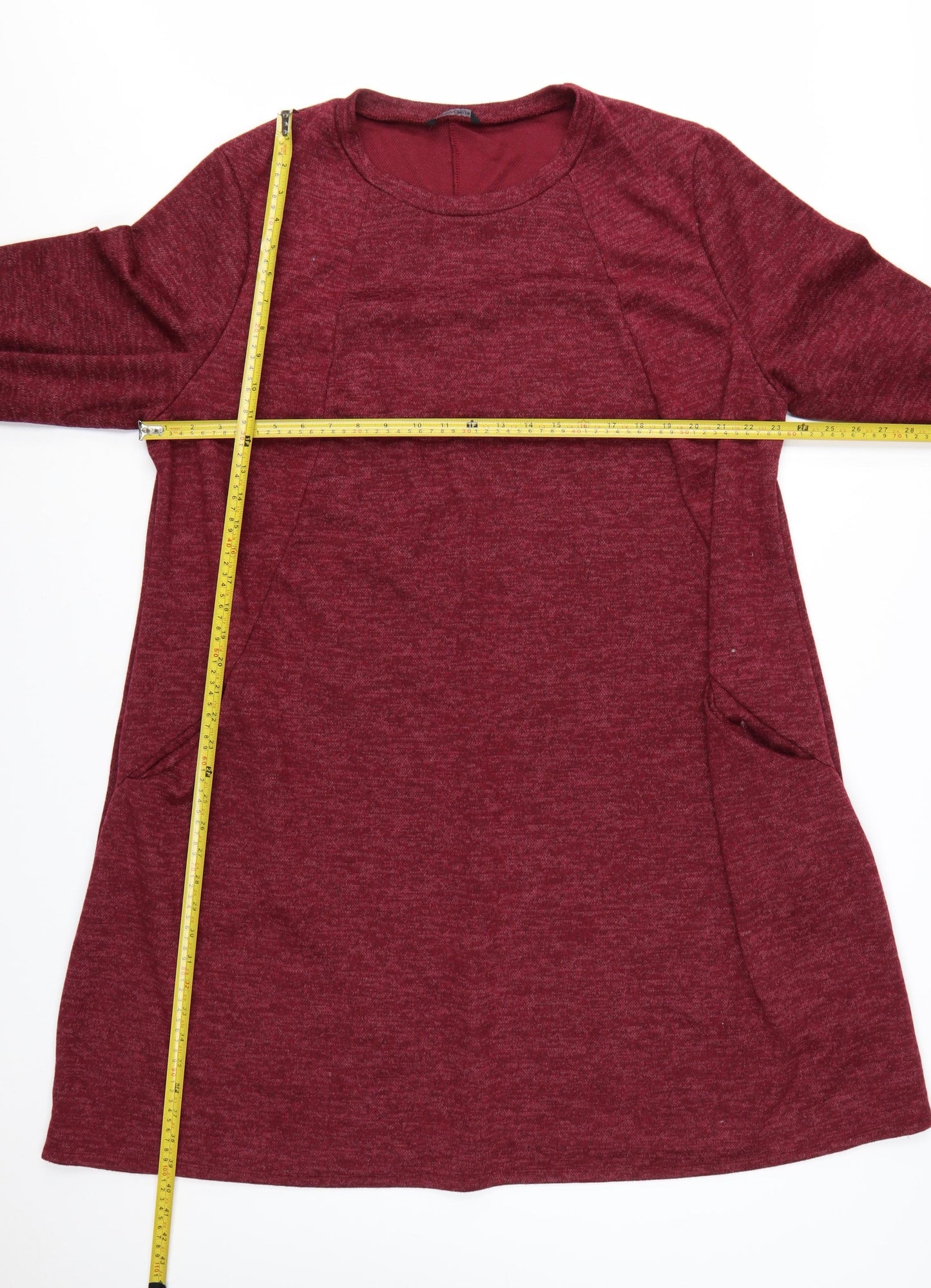 Roman Women Burgundy Long Sleeve A-Line Dress Size 26/28 Polyester Blend