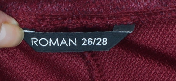 Roman Women Burgundy Long Sleeve A-Line Dress Size 26/28 Polyester Blend