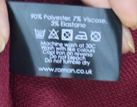 Roman Women Burgundy Long Sleeve A-Line Dress Size 26/28 Polyester Blend