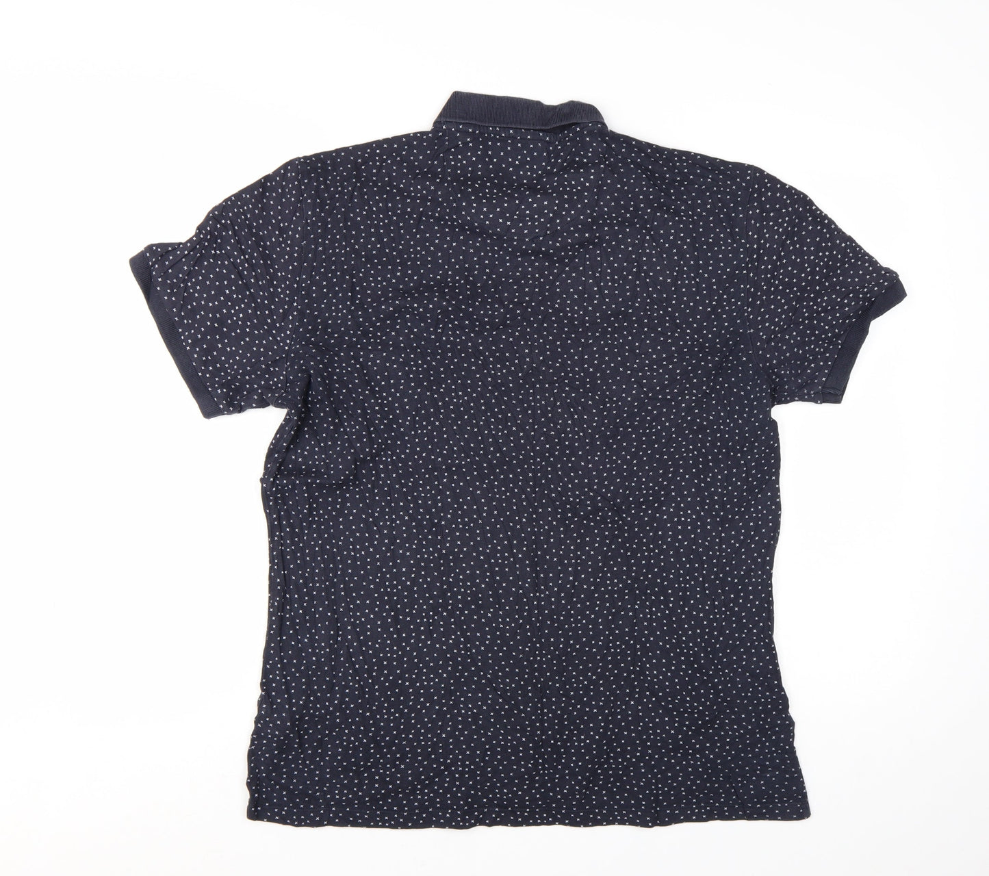 Next Men’s Blue Polka Dot Cotton Polo Shirt Size Large