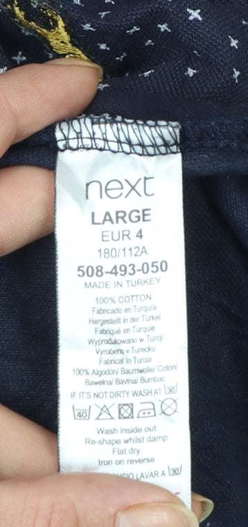Next Men’s Blue Polka Dot Cotton Polo Shirt Size Large