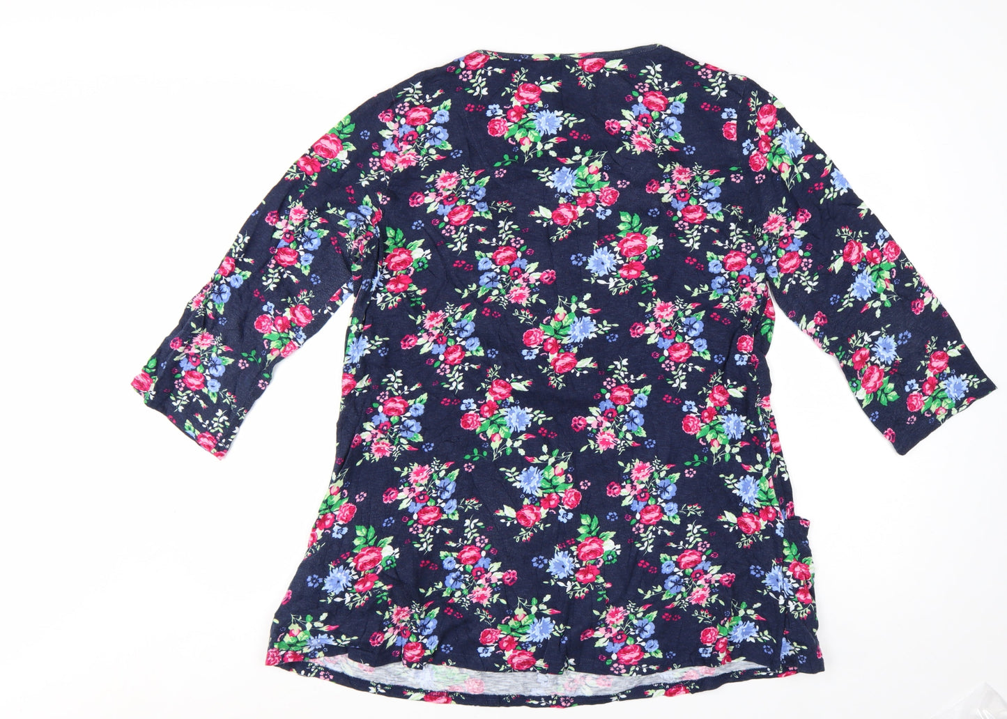 Country Rose Women's Multicoloured Floral Cotton 3/4 Sleeve Tunic Blouse M