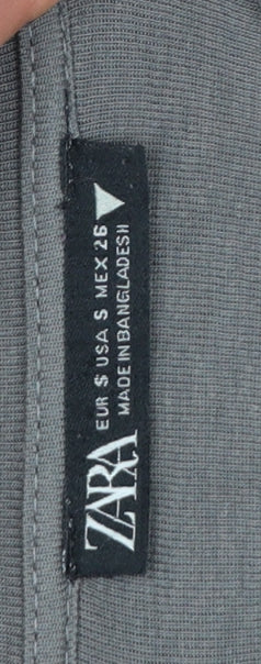 ZARA Women Grey Long Sleeve Bodysuit Size S Cotton Blend Stretch