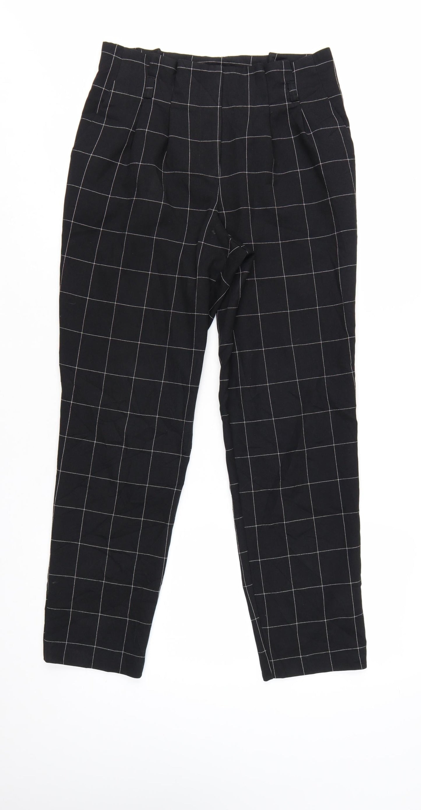 Miss Selfridge Womens Black Check Tapered Trousers Size 6
