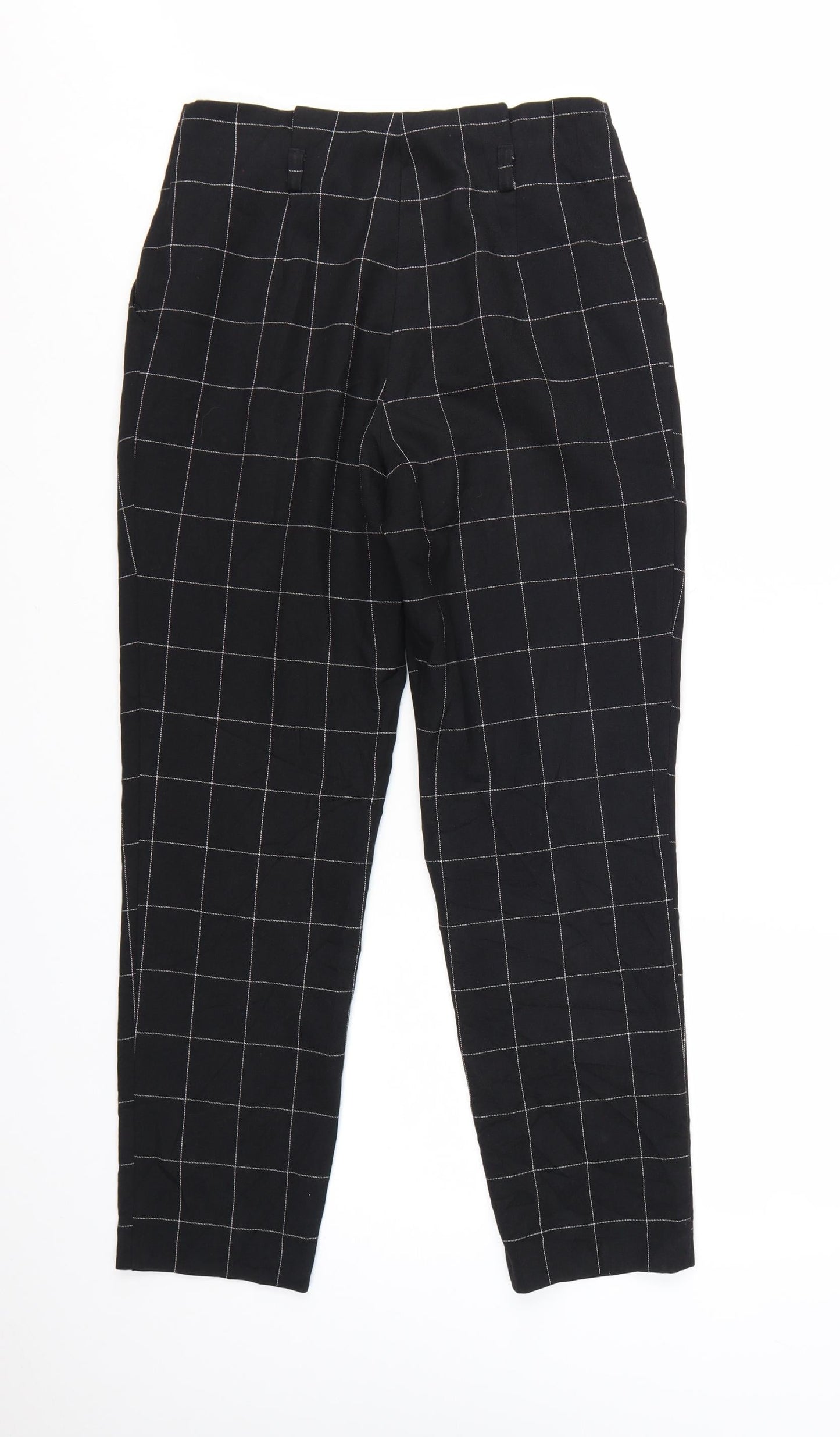 Miss Selfridge Womens Black Check Tapered Trousers Size 6