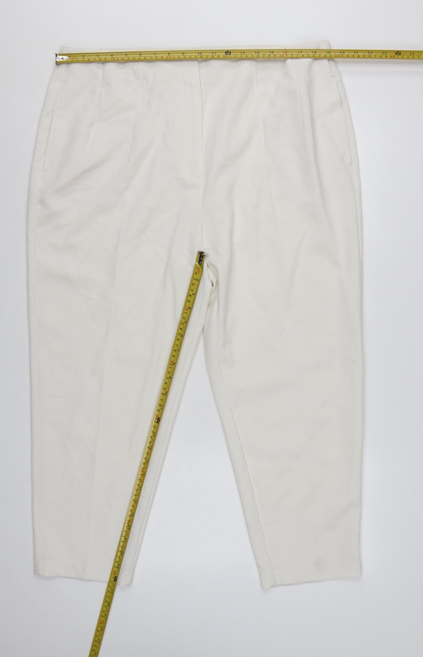 Marks and Spencer Women Ivory Trousers Size 20 Regular Polyester Blend Smart Style