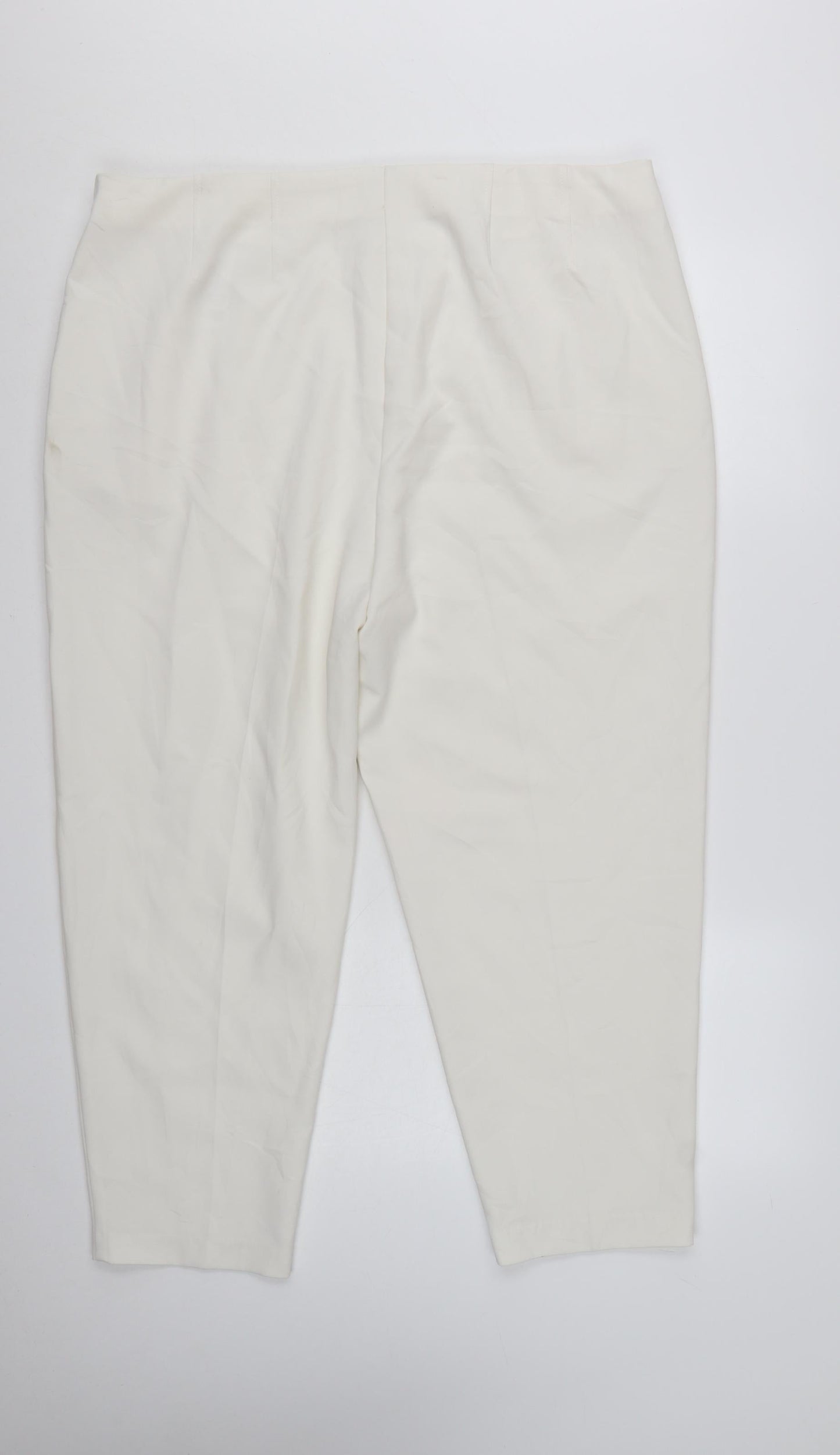 Marks and Spencer Women Ivory Trousers Size 20 Regular Polyester Blend Smart Style