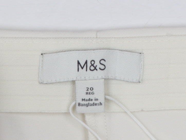 Marks and Spencer Women Ivory Trousers Size 20 Regular Polyester Blend Smart Style