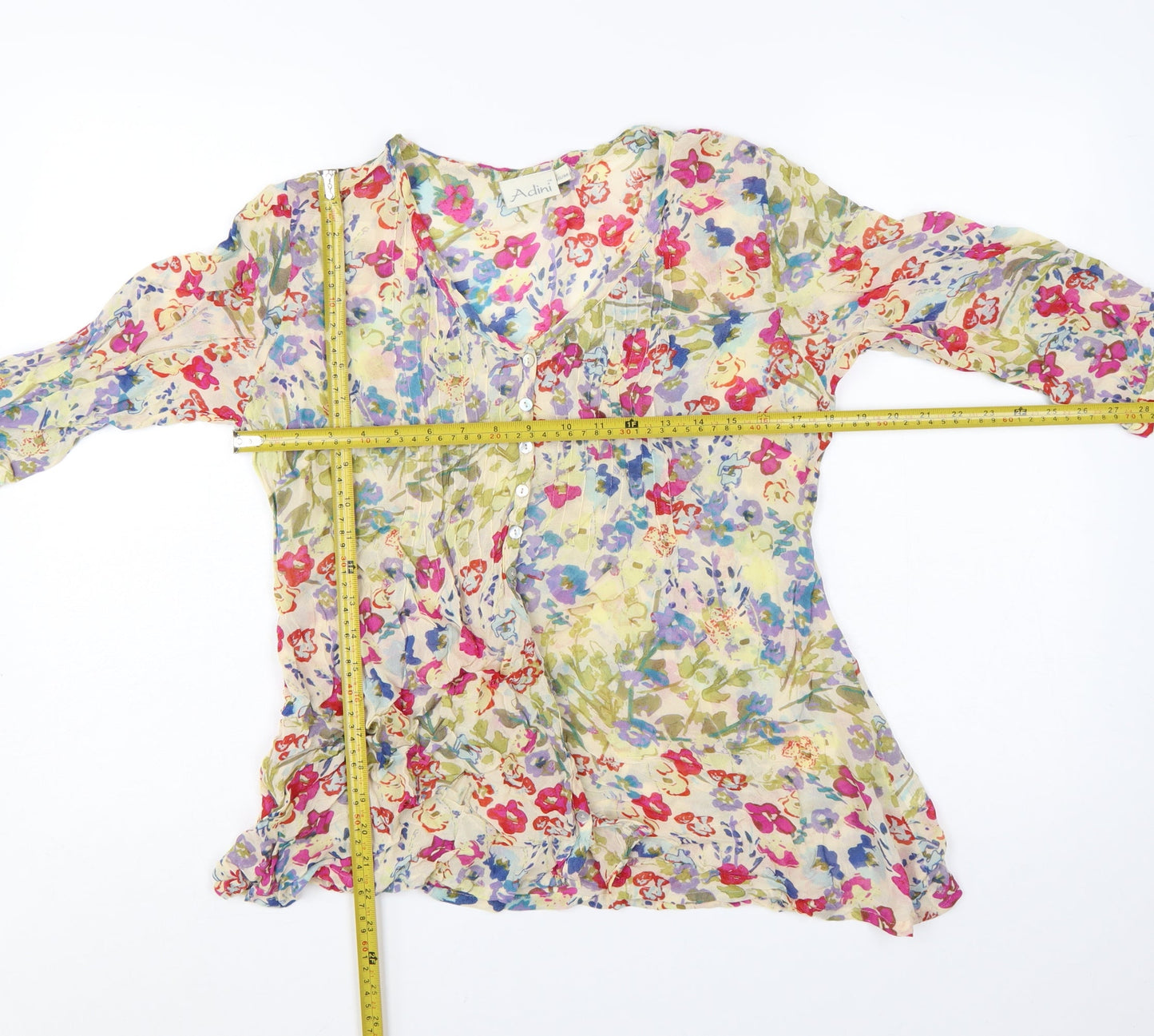 Adini Women’s Multicoloured Floral Cotton Tunic Blouse S