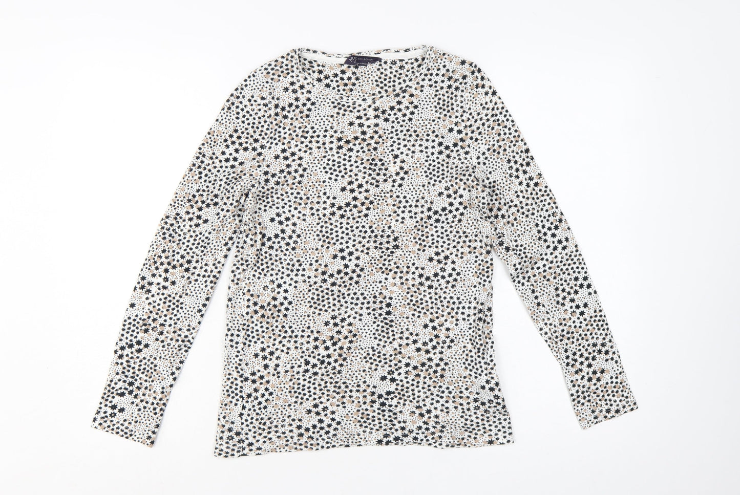 Marks and Spencer Womens Multicoloured Star Print Cotton Long Sleeve T-Shirt Size 12