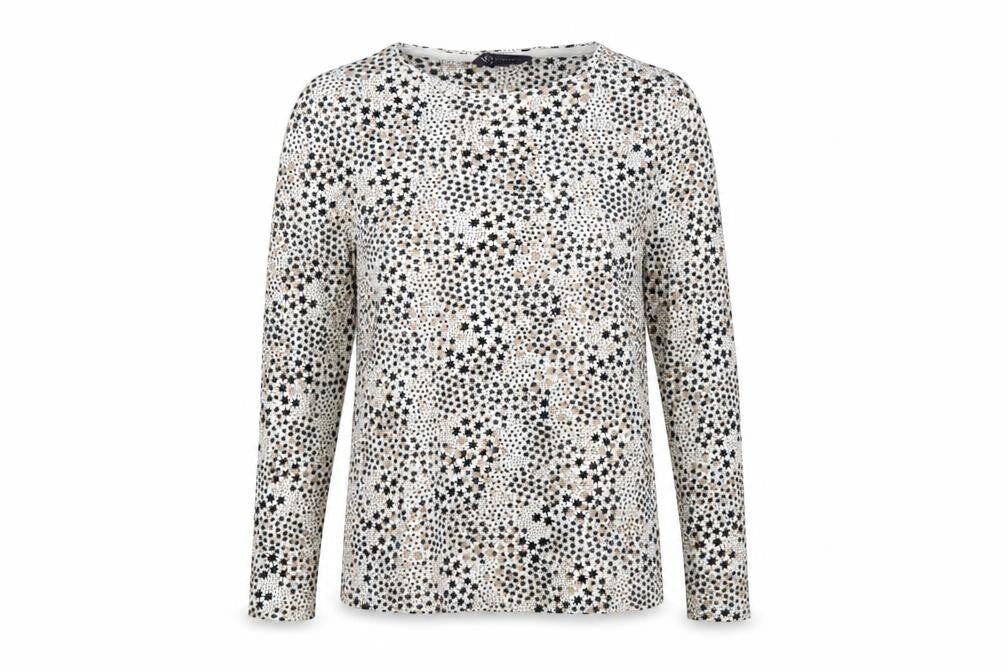 Marks & Spencer Womens Multicoloured Star Print Cotton Long Sleeve T-Shirt Size 12