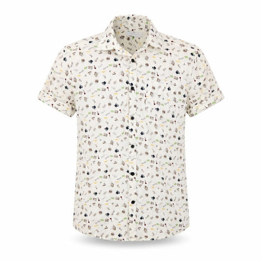 Tailored Originals Men's White Graphic Print Cotton Short Sleeve Shirt M