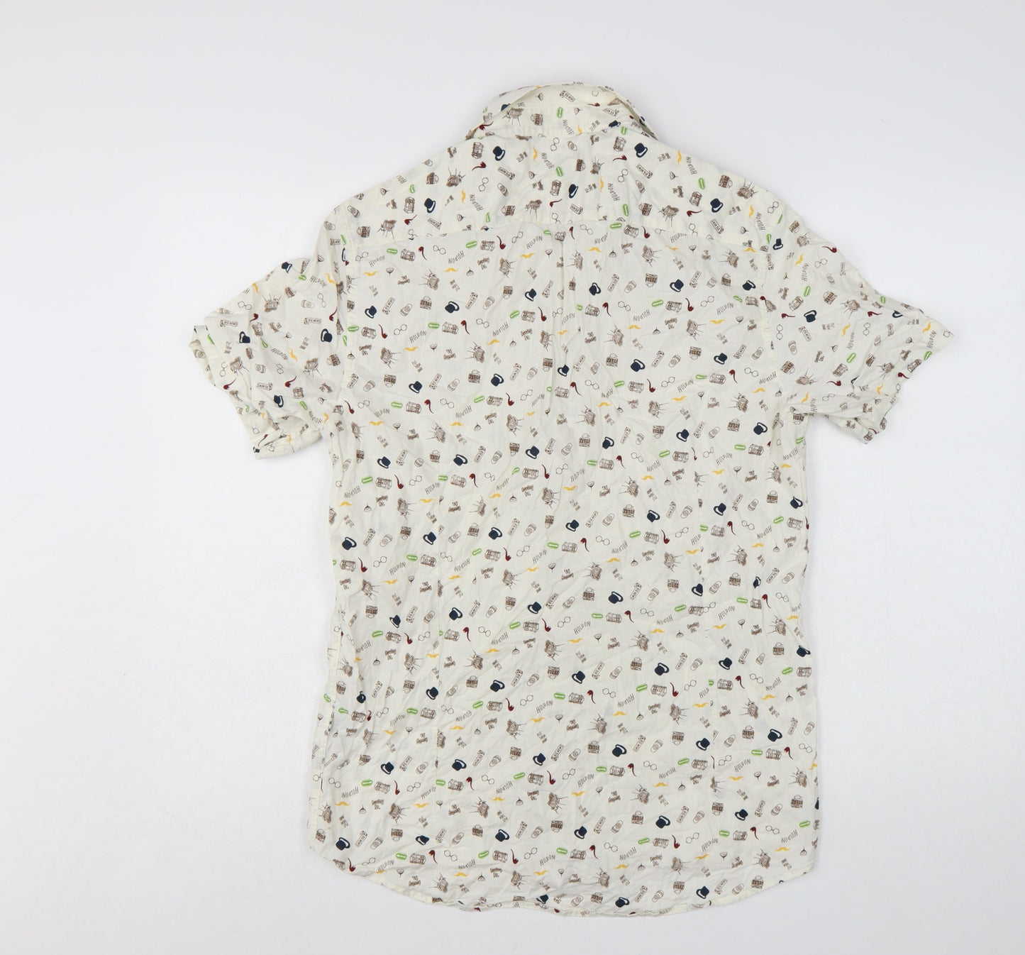 Tailored Originals Men's White Graphic Print Cotton Short Sleeve Shirt M