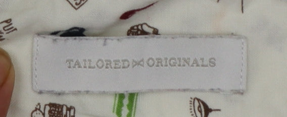 Tailored Originals Men's White Graphic Print Cotton Short Sleeve Shirt M