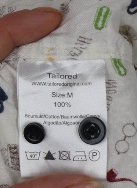 Tailored Originals Men's White Graphic Print Cotton Short Sleeve Shirt M