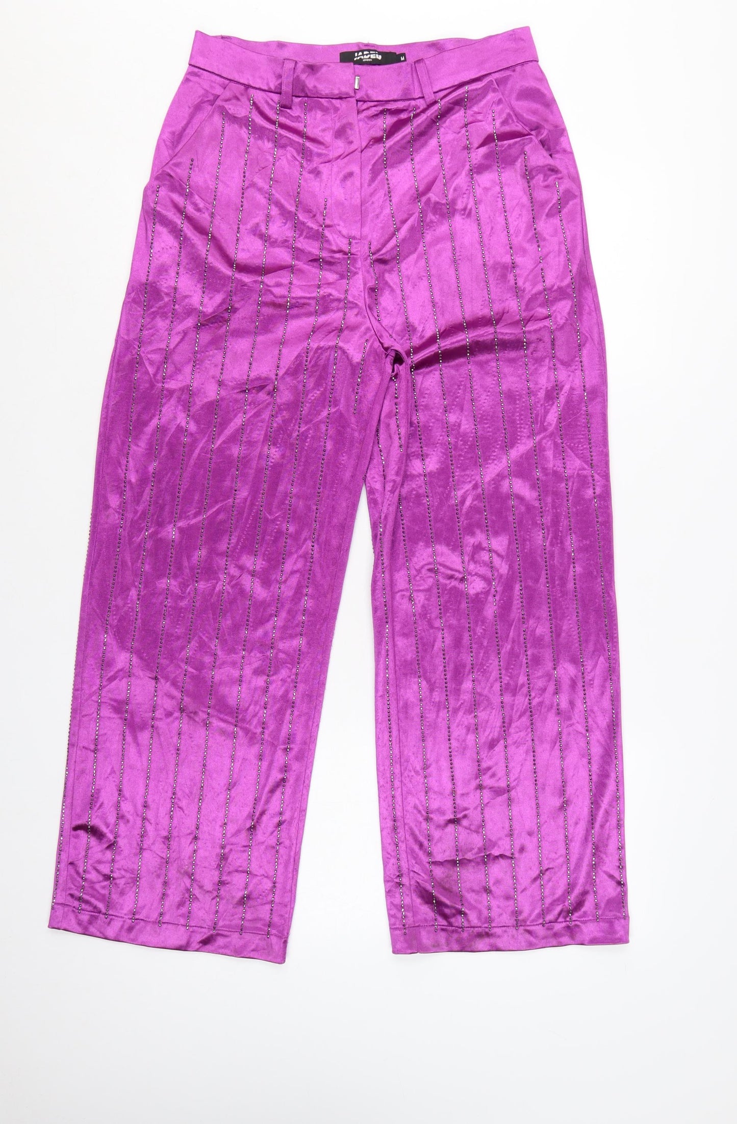Jaded London Women’s Purple Sequin Wide-Leg Trousers Size M