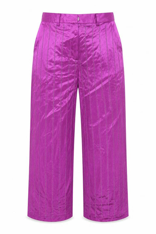 Jaded London Women’s Purple Sequin Wide-Leg Trousers Size M