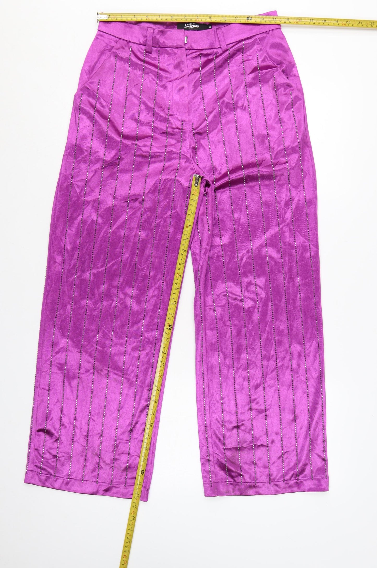 Jaded London Women’s Purple Sequin Wide-Leg Trousers Size M