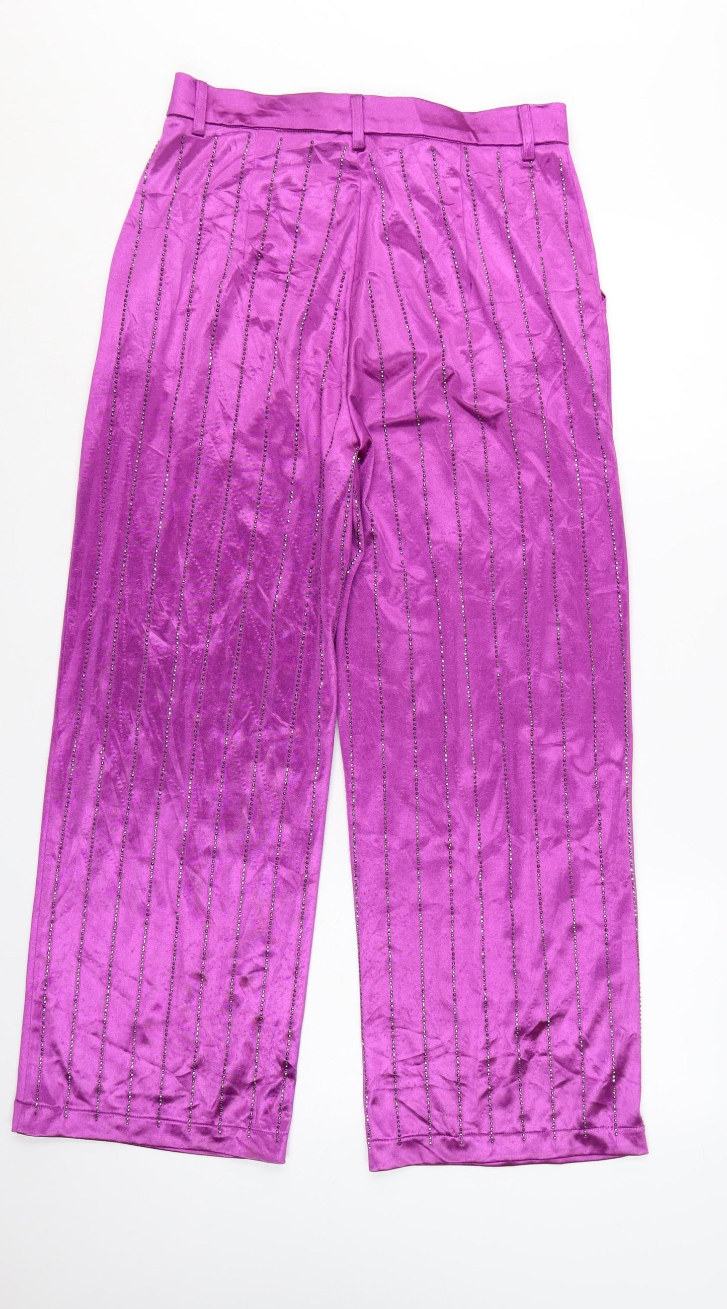 Jaded London Women’s Purple Sequin Wide-Leg Trousers Size M