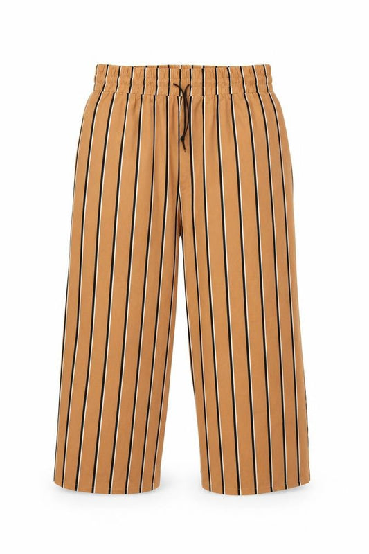 Nasty Gal Womens Brown Striped Wide-Leg Cropped Trousers Size 8