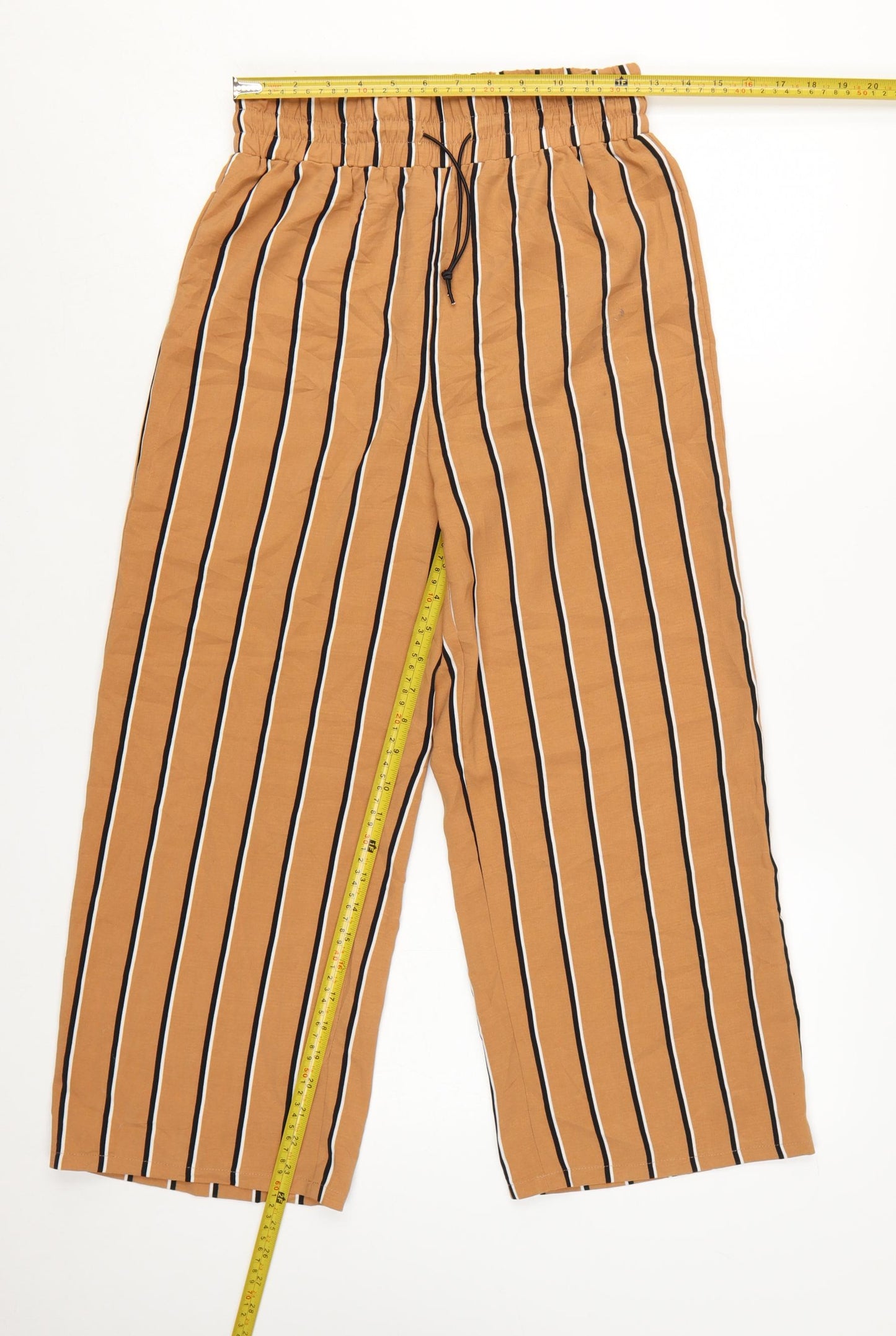 Nasty Gal Womens Brown Striped Wide-Leg Cropped Trousers Size 8