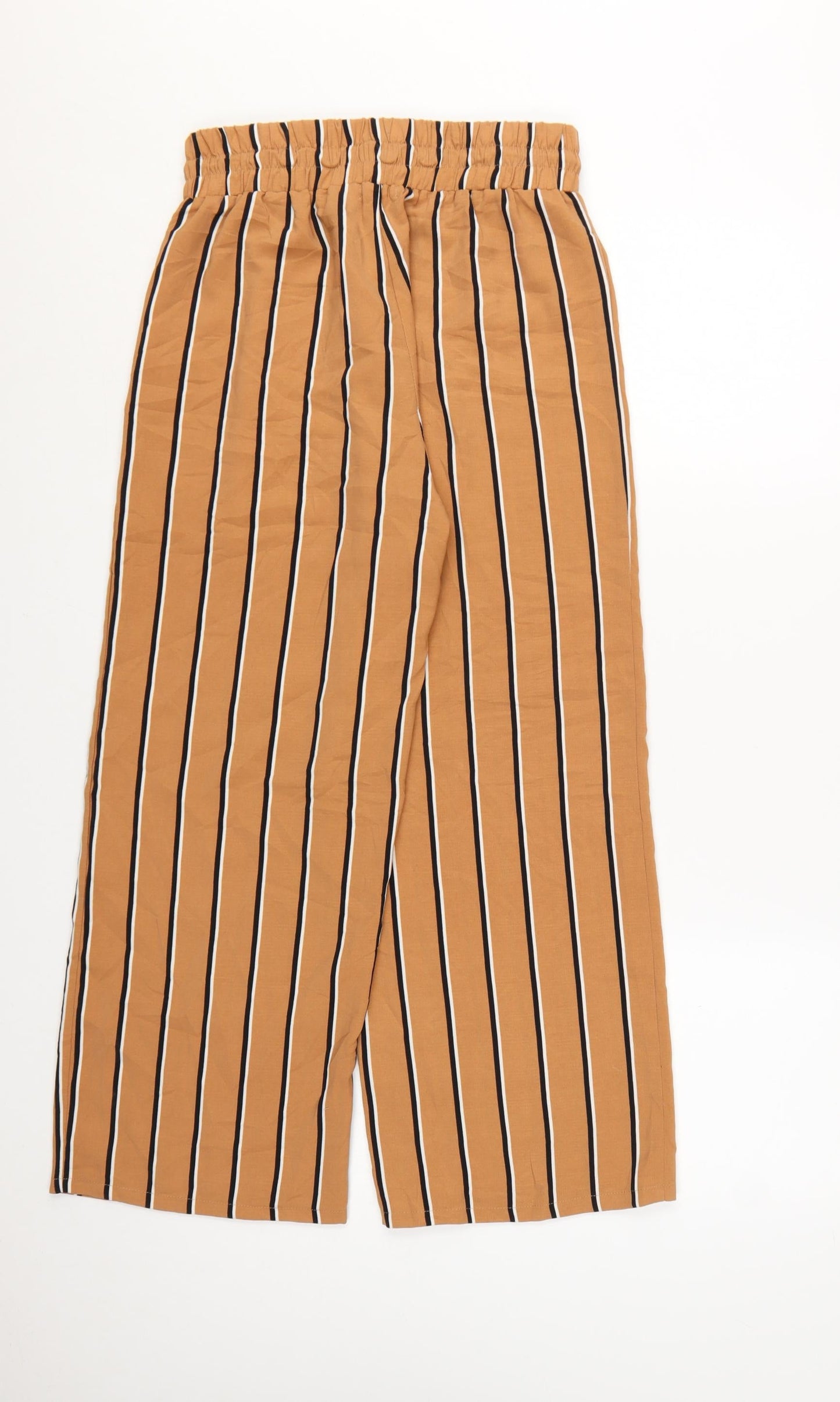Nasty Gal Womens Brown Striped Wide-Leg Cropped Trousers Size 8