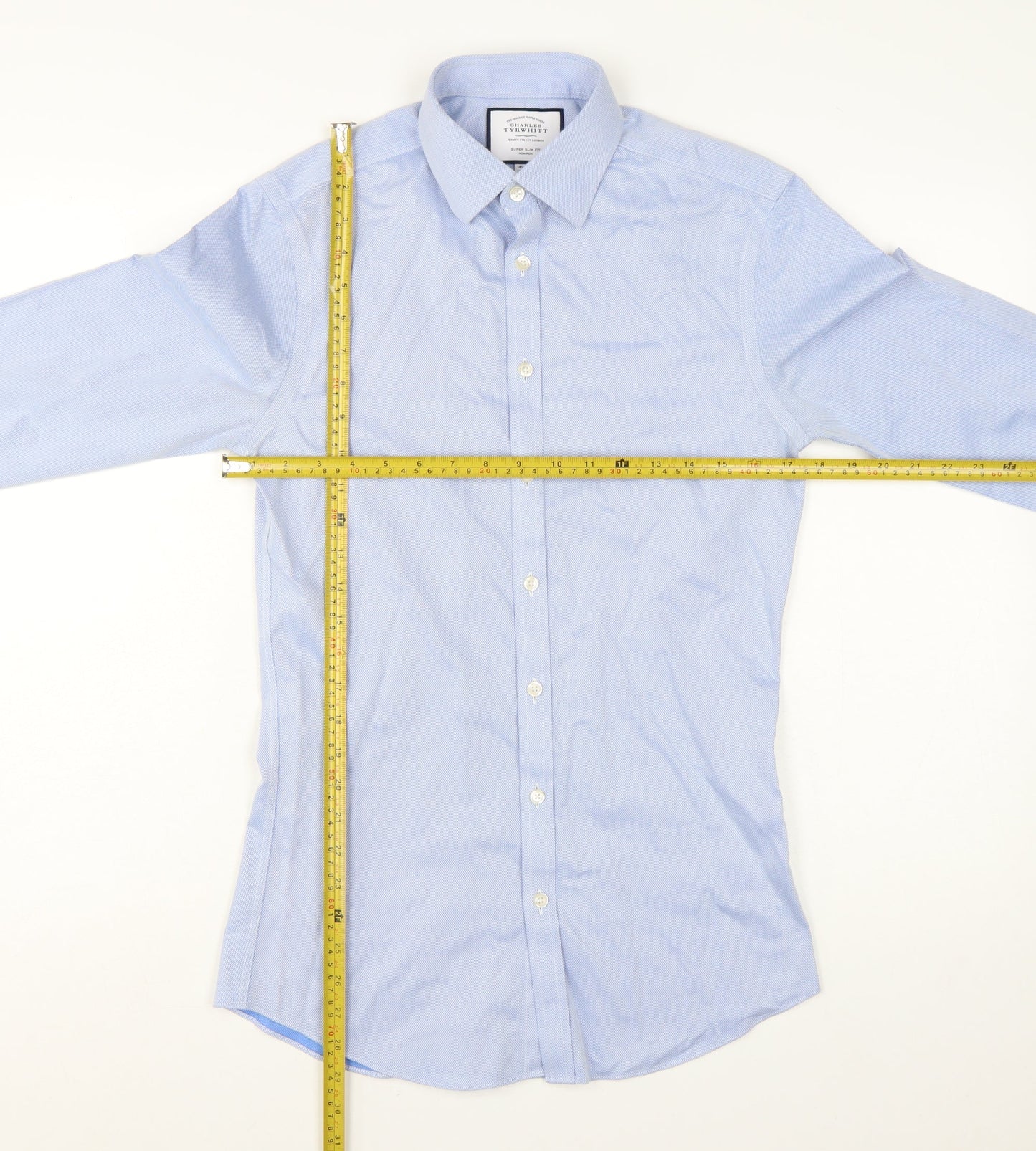Charles Tyrwhitt Men's Blue 14.5 Super Slim Fit Non-Iron Cotton Dress Shirt