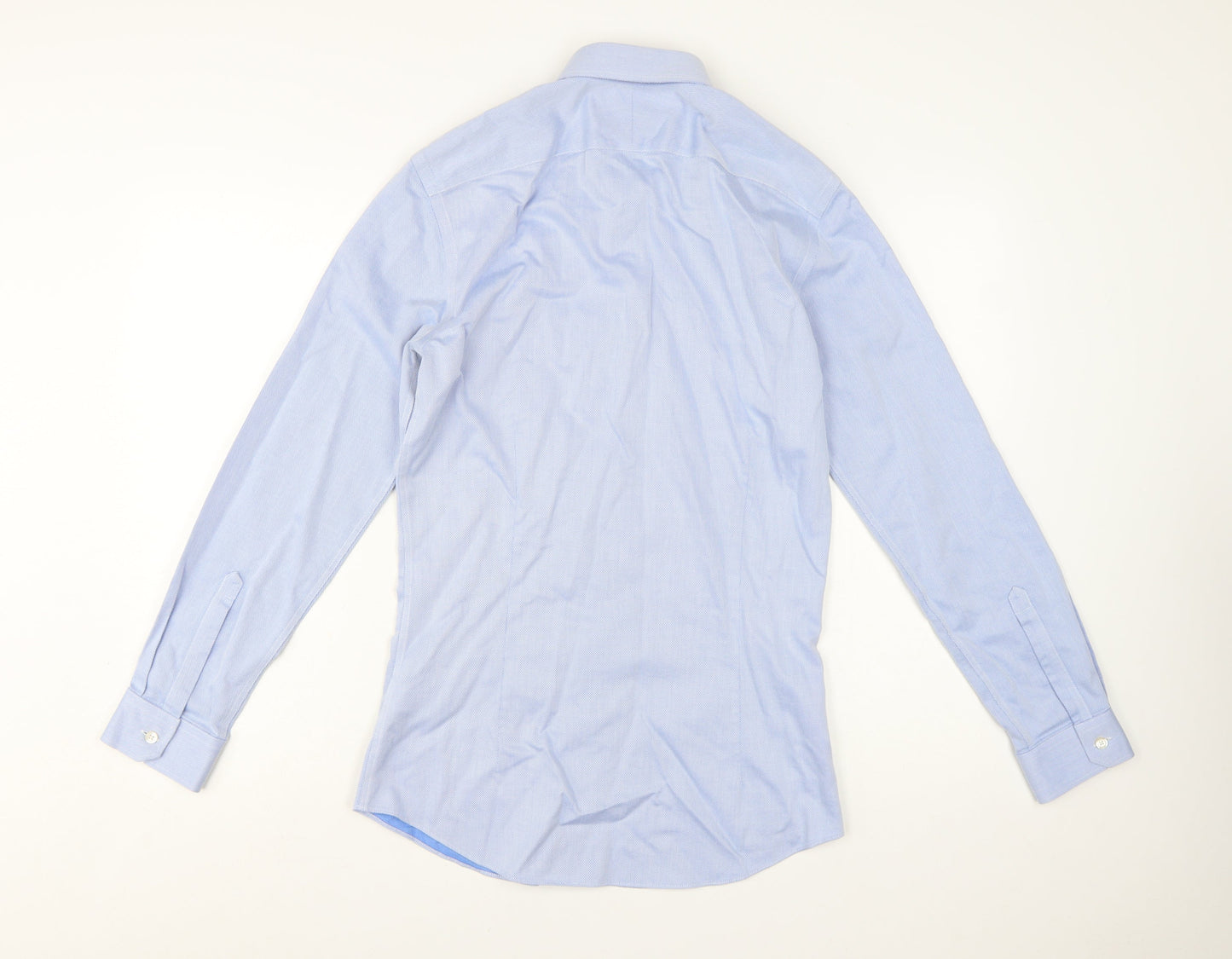 Charles Tyrwhitt Men's Blue 14.5 Super Slim Fit Non-Iron Cotton Dress Shirt