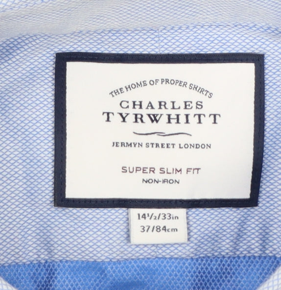 Charles Tyrwhitt Men's Blue 14.5 Super Slim Fit Non-Iron Cotton Dress Shirt