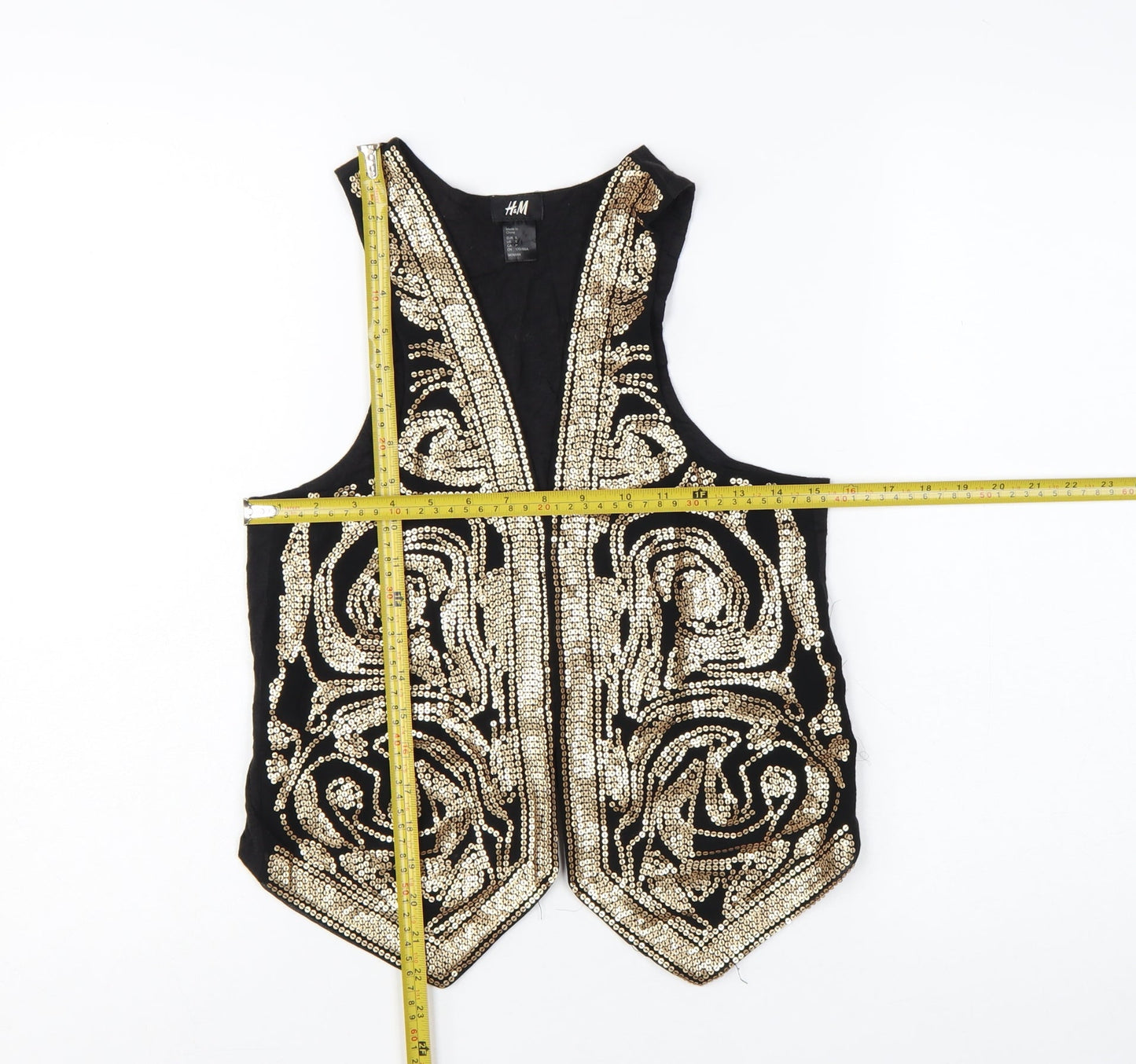 H&M Women’s Black Gold Sequin Beaded Sleeveless Party Tank Top Size S