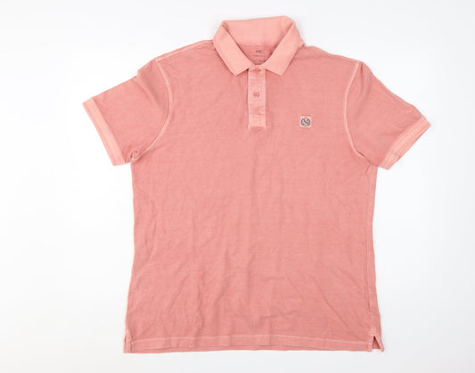 Marks and Spencer Men's Pink Cotton Polo Shirt Size L Regular