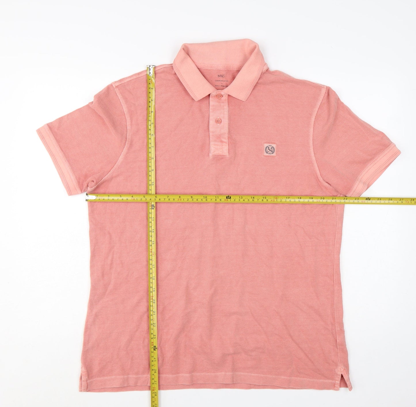 Marks and Spencer Men's Pink Cotton Polo Shirt Size L Regular