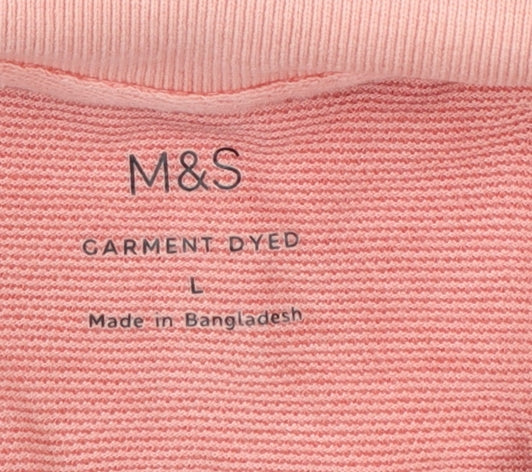 Marks and Spencer Men's Pink Cotton Polo Shirt Size L Regular