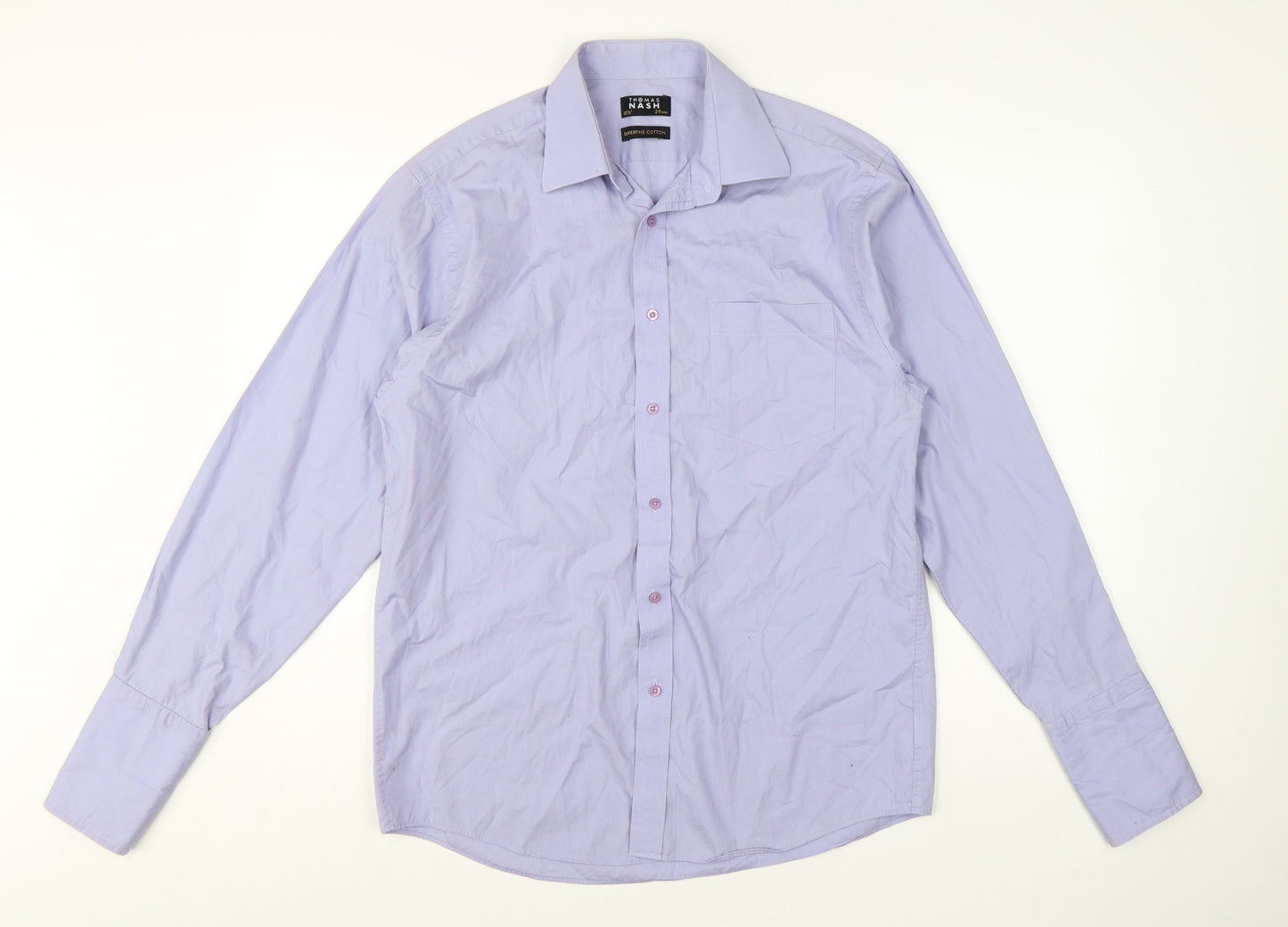 Thomas Nash Men's Lilac Long Sleeve Slim Fit Dress Shirt 15.5in 39cm