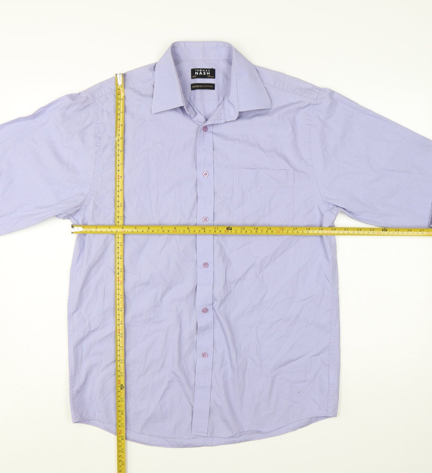 Thomas Nash Men's Lilac Long Sleeve Slim Fit Dress Shirt 15.5in 39cm