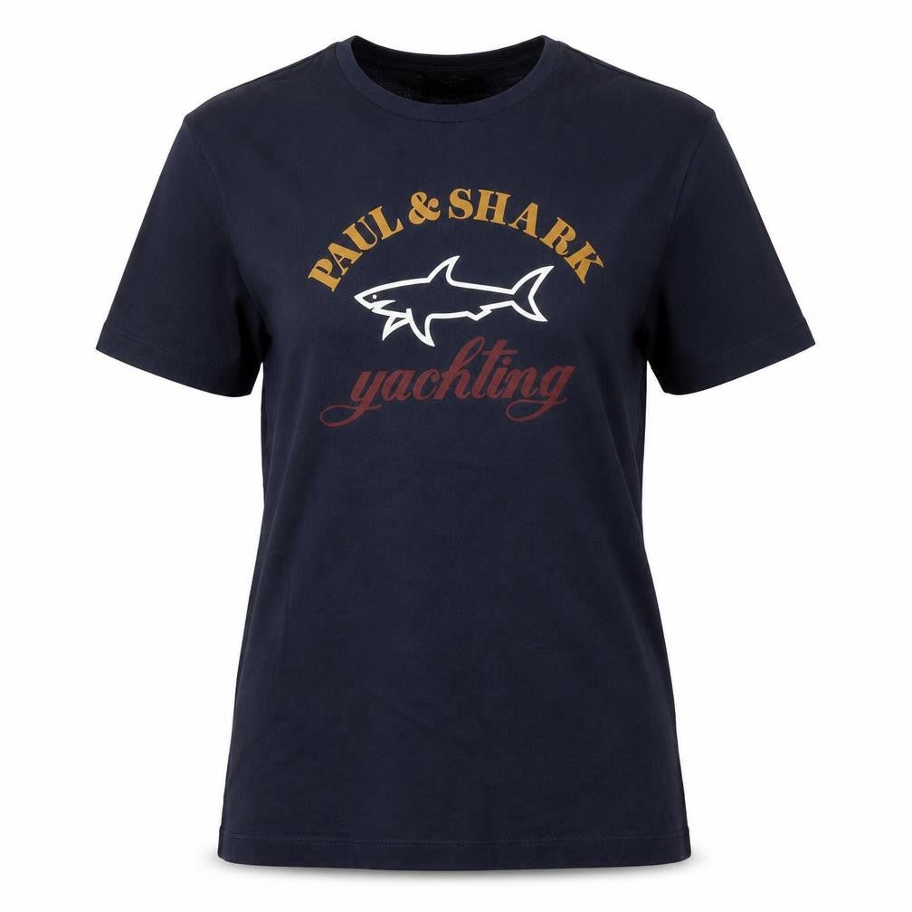 Paul & Shark Women's Blue Cotton Yachting Logo T-Shirt Size S