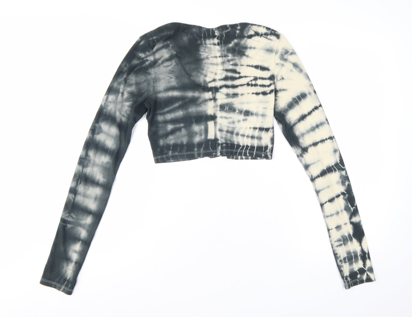 Weekday Womens Multicoloured Tie-Dye Cropped Button-Up Top Size S
