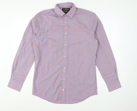 Marks and Spencer Men's Red Mix Tailored Fit Long Sleeve Check Dress Shirt 15in 38cm